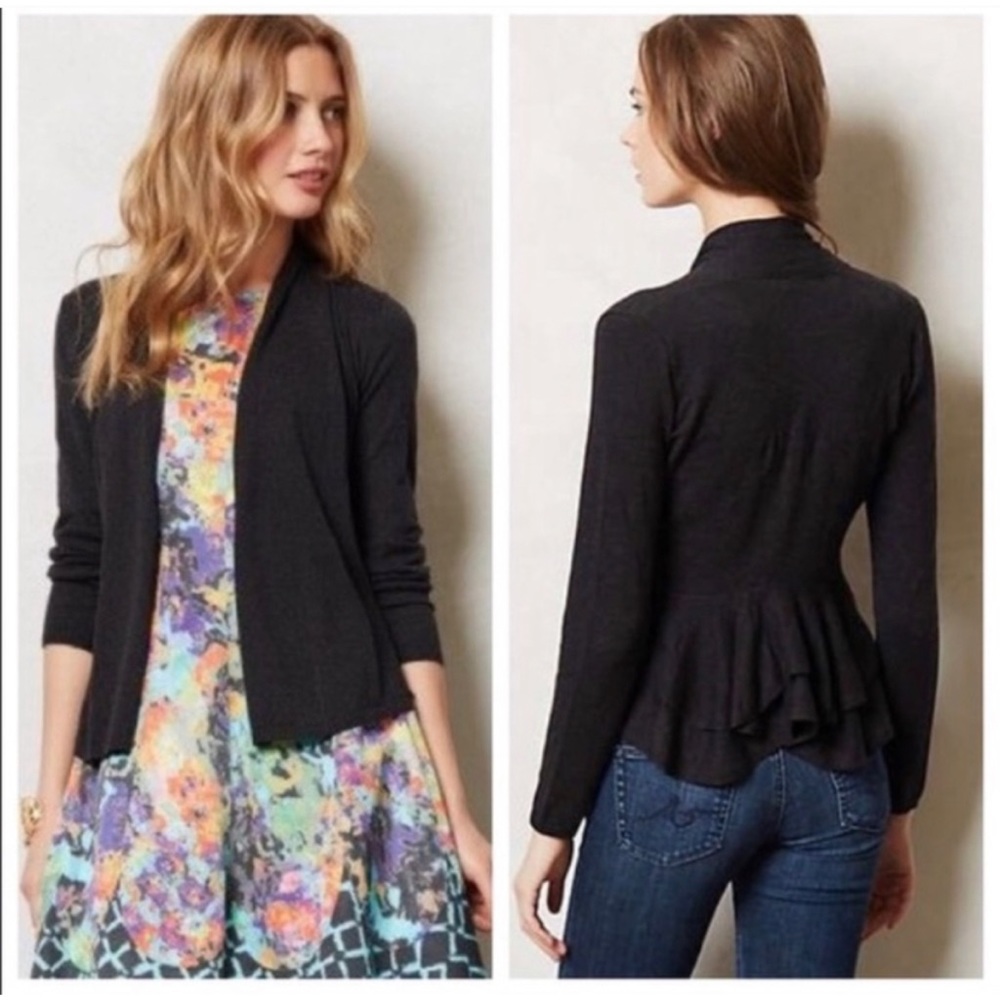 Anthropologie Angel of the North ruffle cardigan